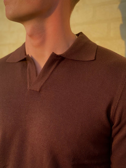 Buttonless Polo - Brown