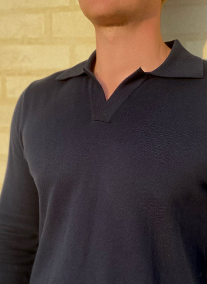 Buttonless Polo - Navy