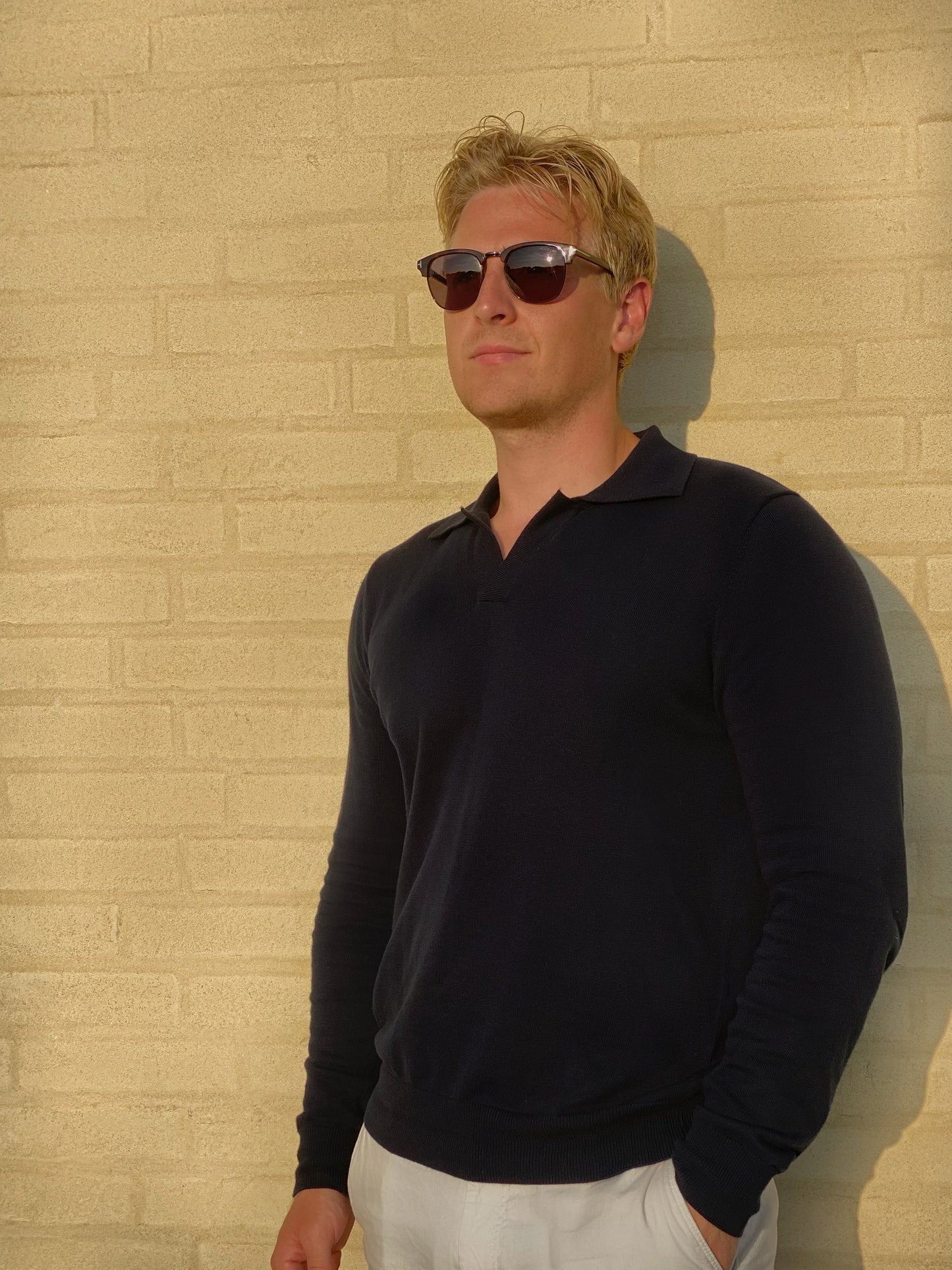 Buttonless Polo - Navy